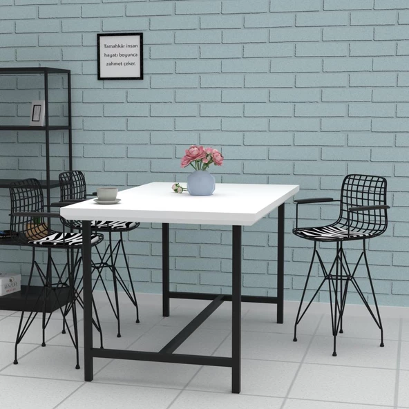 Knsz ufak boy tel bar sandalyesi 1 li uslu syhbonar kolçaklı 55 cm oturma yüksekliği mutfak bahçe cafe ofis - Resim 3