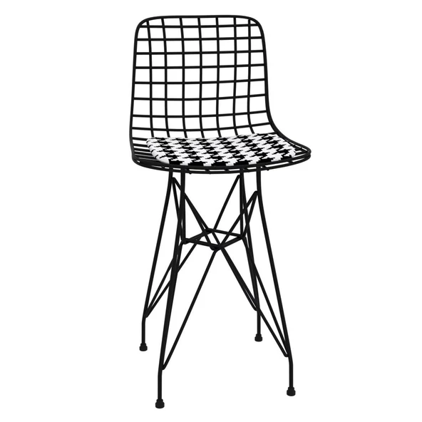 Knsz ufak boy tel bar sandalyesi 1 li uslu syhkono 55 cm oturma yüksekliği mutfak bahçe cafe ofis - Resim 2