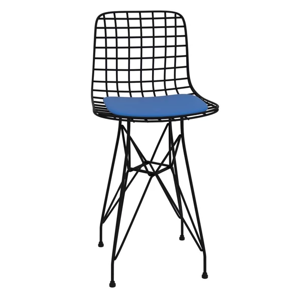 Knsz ufak boy tel bar sandalyesi 1 li uslu syhmvi 55 cm oturma yüksekliği mutfak bahçe cafe ofis - Resim 2