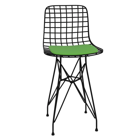 Knsz ufak boy tel bar sandalyesi 1 li uslu syhyşl 55 cm oturma yüksekliği mutfak bahçe cafe ofis - Resim 3