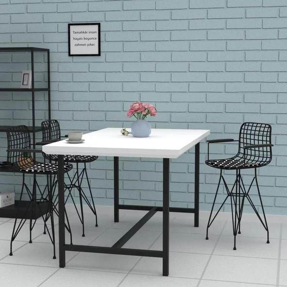 Knsz ufak boy tel bar sandalyesi 1 li uslu syhviona kolçaklı 55 cm oturma yüksekliği mutfak bahçe cafe ofis - Resim 3