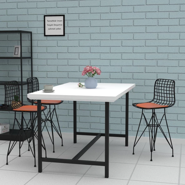 Knsz ufak boy tel bar sandalyesi 1 li uslu syhtrn 55 cm oturma yüksekliği mutfak bahçe cafe ofis ürün görseli