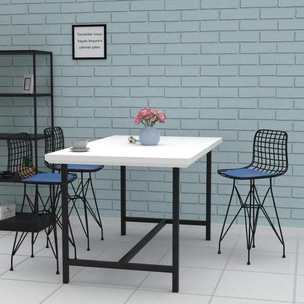 Knsz ufak boy tel bar sandalyesi 1 li uslu syhmvi 55 cm oturma yüksekliği mutfak bahçe cafe ofis - Resim 3