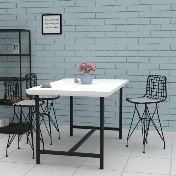 Knsz ufak boy tel bar sandalyesi 1 li uslu syhtalen 55 cm oturma yüksekliği mutfak bahçe cafe ofis - 3