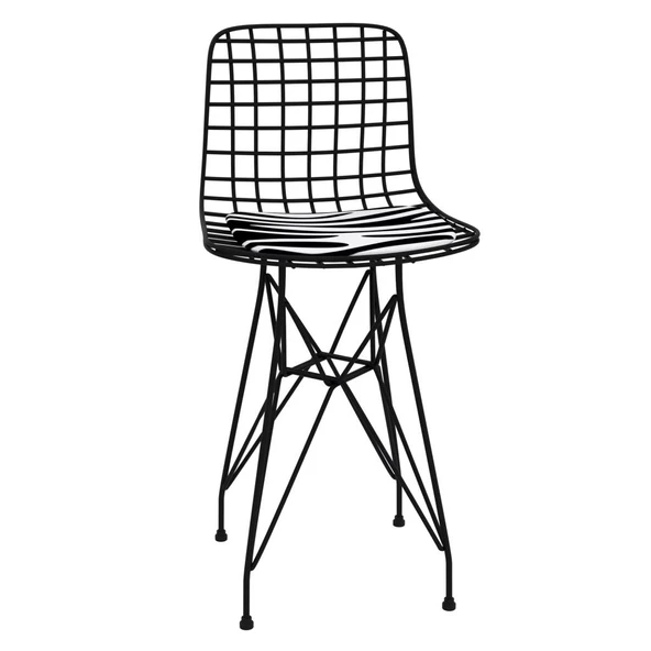 Knsz ufak boy tel bar sandalyesi 1 li uslu syhbonar 55 cm oturma yüksekliği mutfak bahçe cafe ofis - Resim 2