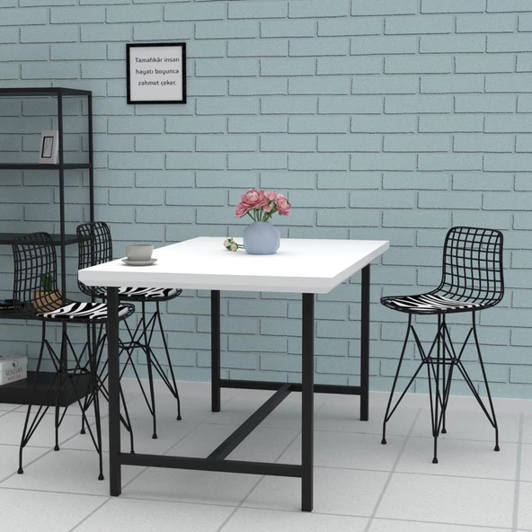 Knsz ufak boy tel bar sandalyesi 1 li uslu syhbonar 55 cm oturma yüksekliği mutfak bahçe cafe ofis - Resim 3