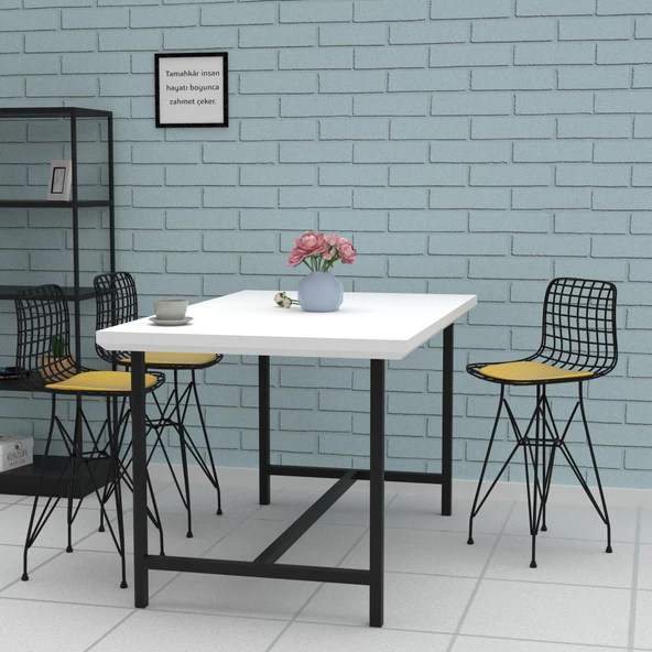 Knsz ufak boy tel bar sandalyesi 1 li uslu syhsrı 55 cm oturma yüksekliği mutfak bahçe cafe ofis ürün görseli