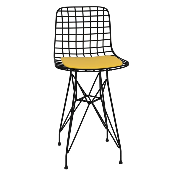 Knsz ufak boy tel bar sandalyesi 1 li uslu syhsrı 55 cm oturma yüksekliği mutfak bahçe cafe ofis - Resim 4