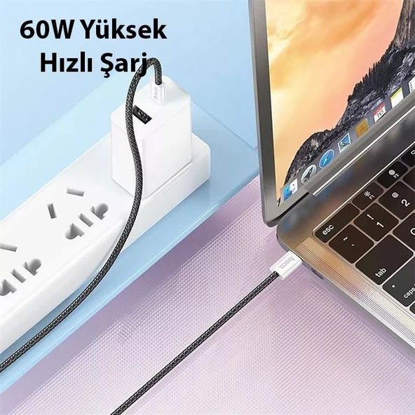 Hoco X104 60W Type-C to Type-C Hızlı Data ve Şarj Kablosu 1m - 2