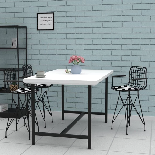 Knsz ufak boy tel bar sandalyesi 1 li uslu syhaldo kolçaklı 55 cm oturma yüksekliği mutfak bahçe cafe ofis - Resim 3