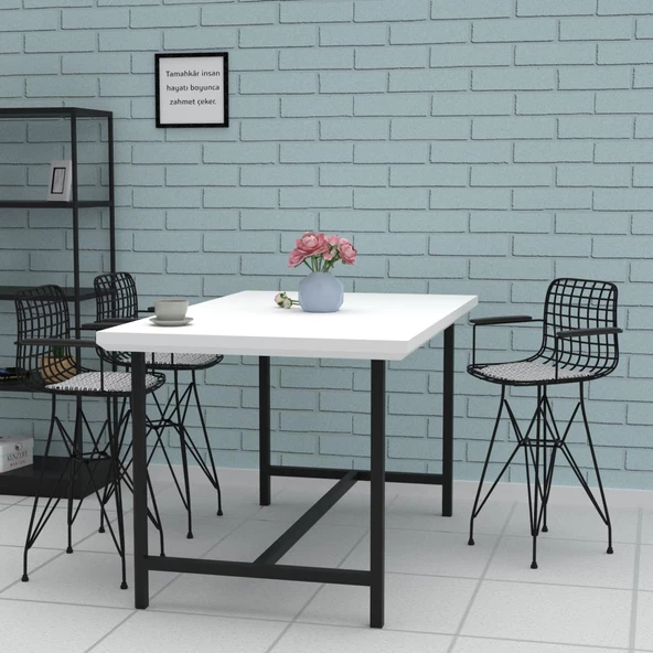 Knsz ufak boy tel bar sandalyesi 1 li uslu syhtalen kolçaklı 55 cm oturma yüksekliği mutfak bahçe cafe ofis - Resim 3