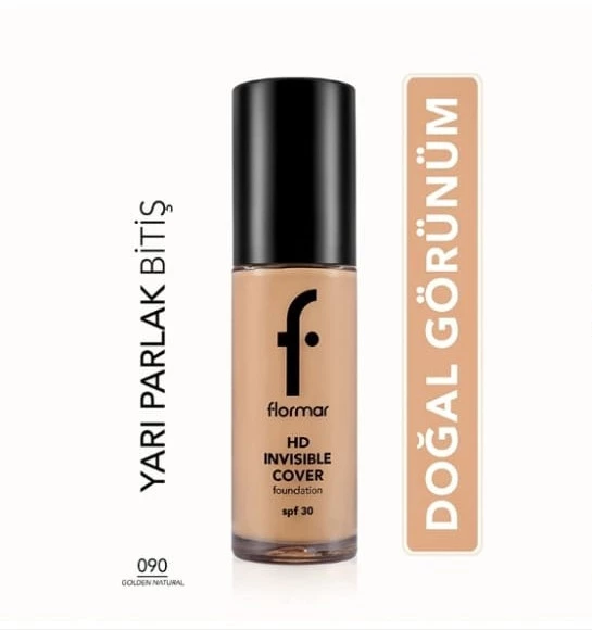 Flormar Invisible Cover HD Foundation 090 Golden Natural