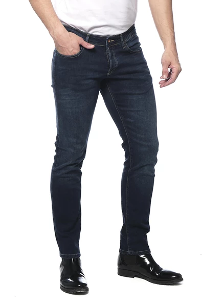Erkek Slim Fit Yıkamalı Likralı Jean Kot Pantolon - 9