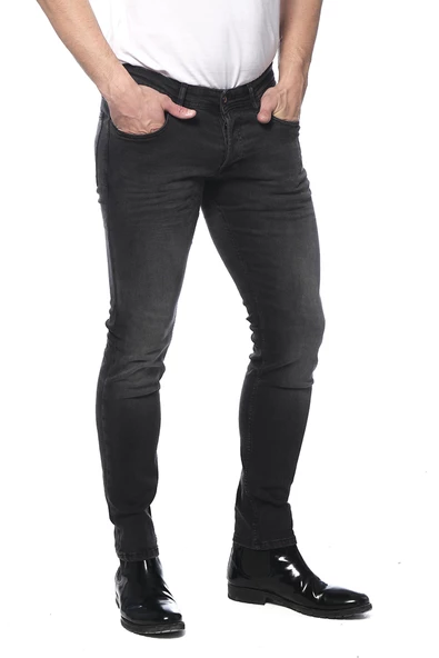 Erkek Slim Fit Yıkamalı Likralı Jean Kot Pantolon - 3