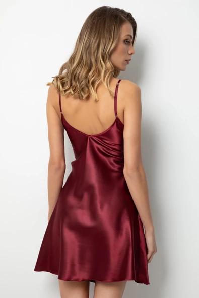 Miorre Dantelli Yırtmaçlı Saten Gecelik-340 - 5