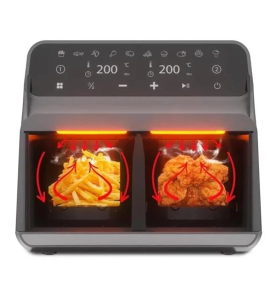 Blaupunkt D7800 Taste Master Çift Hazneli Air Fryer 4+4 Lt Yağsız Fritöz - 5