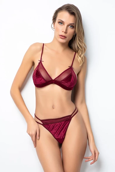 Miorre Bliss Velvet Tül Detaylı Kadife Bralet Takım - 3