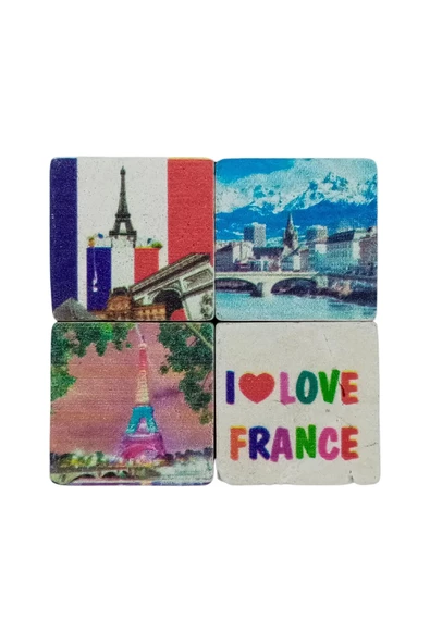 Fransa Temalı Dörtlü Taş Magnet - Resim 3