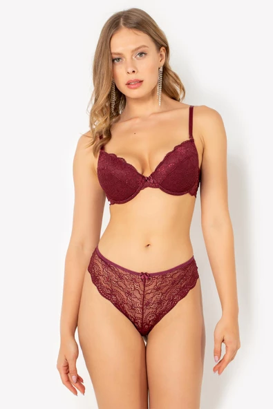 Miorre Push-Up Dolgulu Dantel Sütyen Takım - 8