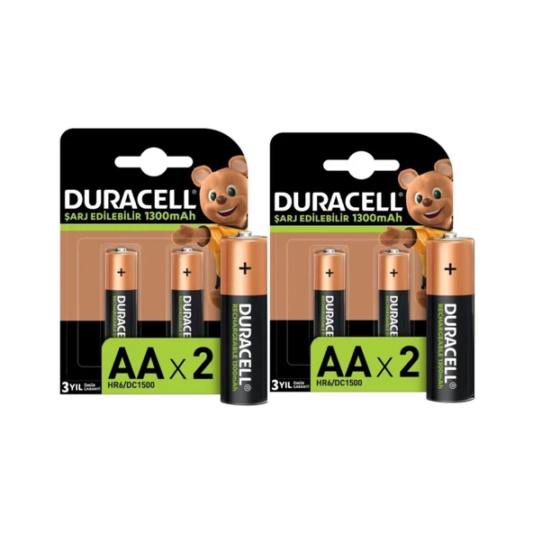 Duracell Şarj Edilebilir Basic Aa Kalem Piller, 4 Adet 1300 Mah Pil