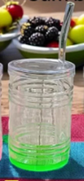 Renkli Cam Pipetli Bardak - 2