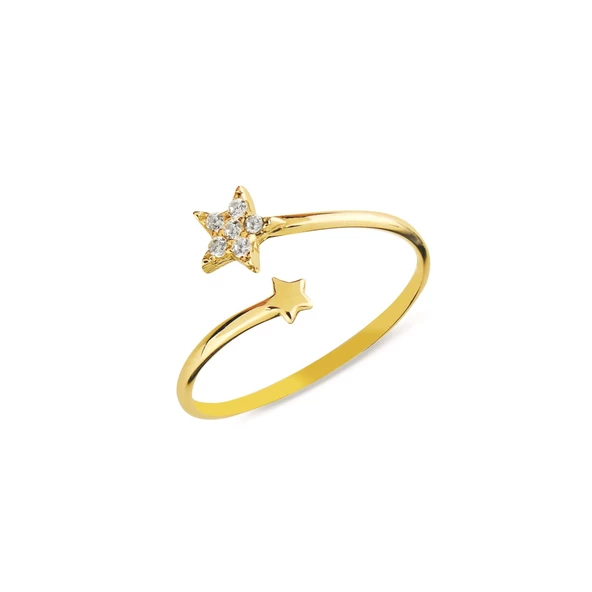 14 Ayar Altın Yıldız Taşlı Ayarlanabilir Yüzük 1,00 gr