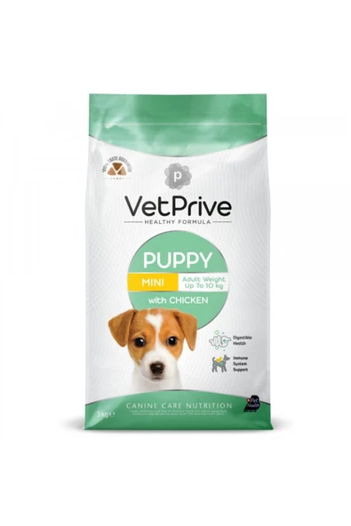 Vet Prive Tavuklu Mini&Küçük Irk Yavru Köpek Maması 3kg