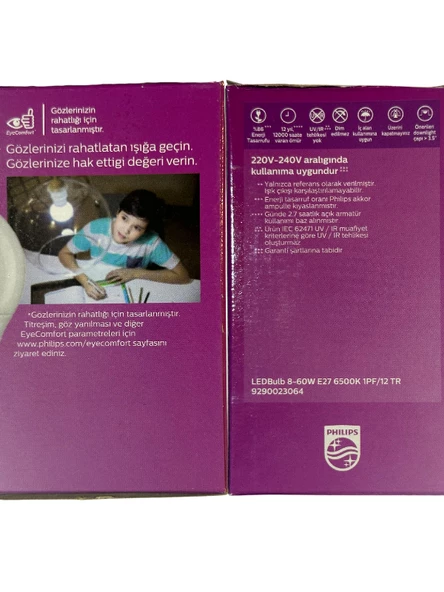 Philips 8W (60W) 6500K (Beyaz Işık) E27 Duylu Klasik Led Ampul (10 Adet) - Resim 4