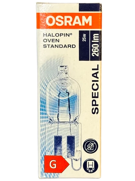 Osram Halopin Oven 25W 2700K (Sarı Işık) G9 Duylu Halojen Fırın Ampulü (8 Adet) - Resim 2