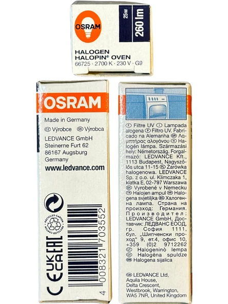 Osram Halopin Oven 25W 2700K (Sarı Işık) G9 Duylu Halojen Fırın Ampulü (10 Adet) - 4