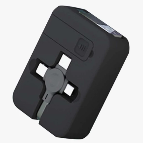 USB Şarj Kablosu Cep Tipi Telefon Tutuculu Makaralı 3 'ü 1 Arada Uzayıp Kısalabilen - 4