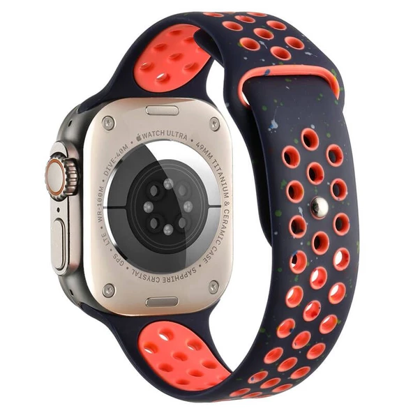 Gpack Apple Watch 10 42mm Kordon Delikli Çift Renk 2023 Seri Silikon - Resim 2