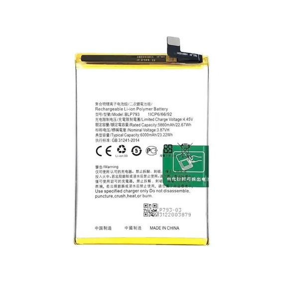 Realme C25S İle Uyumlu İthal Pil Batarya BLP793