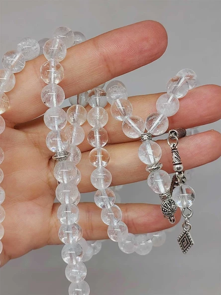 Kristal Kuvars Taşı 99luk Tesbih 8mm (8956) - Resim 4