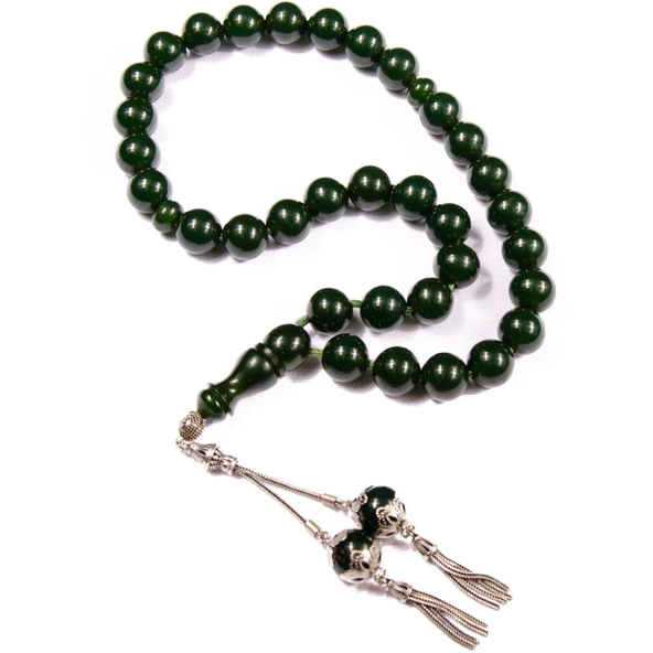 Küre Kesim 15x14 mm Koleksiyonluk Osmanlı Benzetme Sıkma Kehribar  Saray Püsküllü Tesbih ürün görseli 1