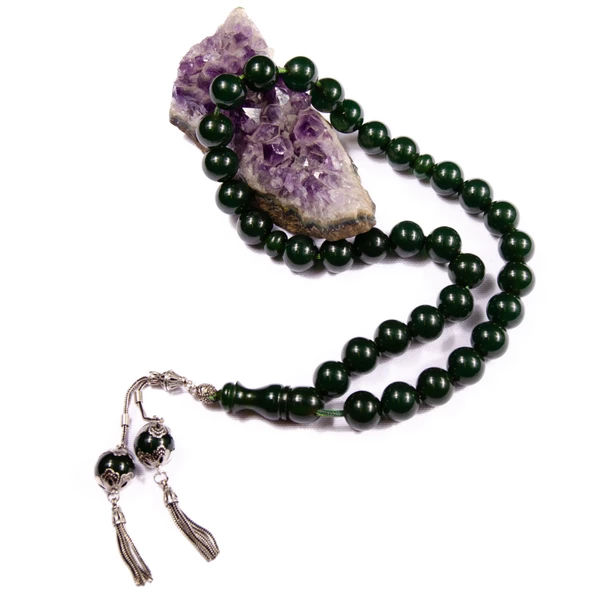 Küre Kesim 15x14 mm Koleksiyonluk Osmanlı Benzetme Sıkma Kehribar  Saray Püsküllü Tesbih - Resim 2