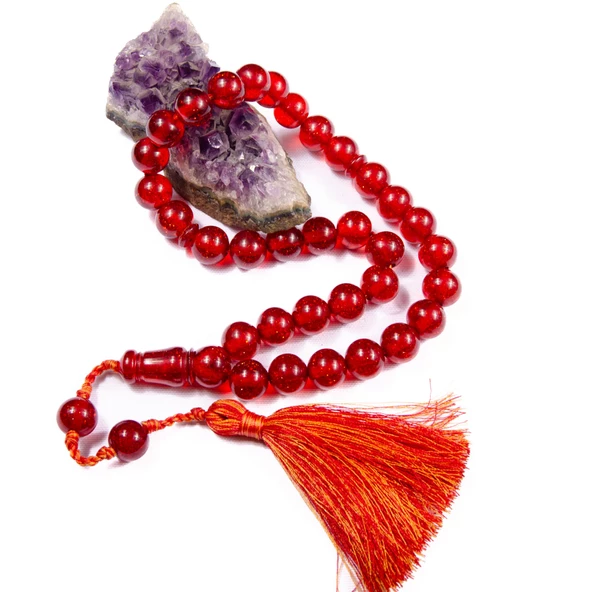 Küre Kesim 16x14 mm Koleksiyonluk İri Boy Simli Katalin 48 cm Saray Püsküllü Tesbih - Resim 2