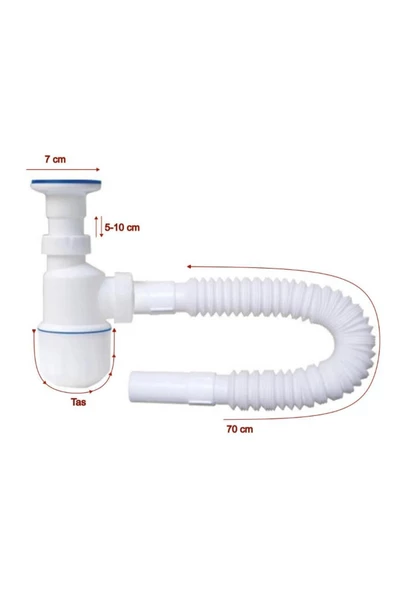 ÖZBEST   Taslı Körüklü Lavabo Sifonu Paslanmaz Süzgeç Ve Vidalı - 2