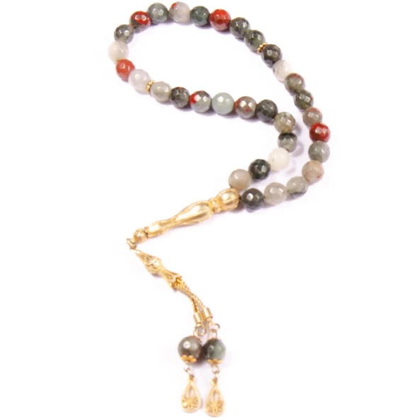 Küre Kesim 8x8 mm Özel Seri Ceyd Taşı  Gümüş Püsküllü Tesbih ürün görseli 1