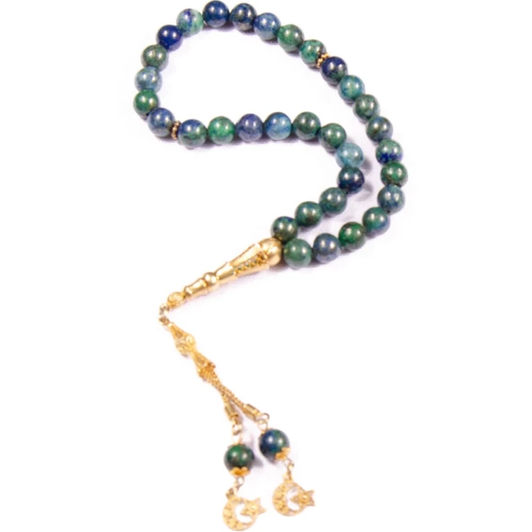 Küre Kesim 8x8 mm Özel Seri Lapis Taşı  Gümüş Püsküllü Tesbih ürün görseli 1