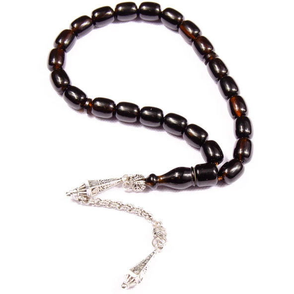 Kapsül Kesim 10x9 mm Efe Boy Ateş Kehribar  Alpaka Püsküllü Tesbih ürün görseli 1