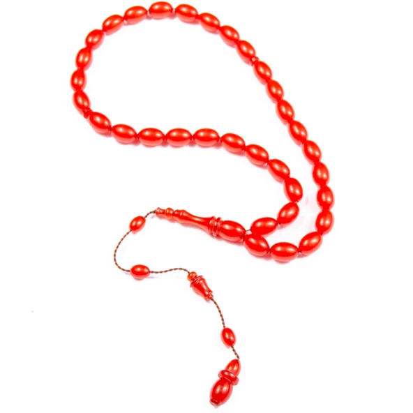 Kapsül Kesim 11x8 mm Sıkma kehribar 37 CM Sistem Püsküllü Tesbih ürün görseli 1