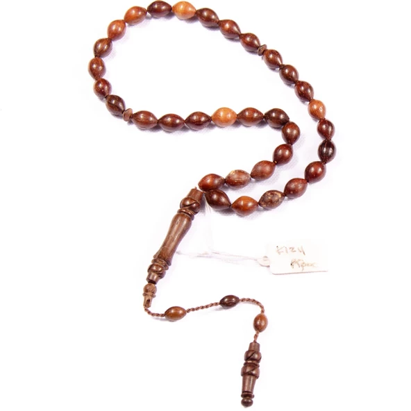 Sığırcık Kesim 12x8 mm Kızıl Ağaç  Sistem Püsküllü Tesbih ürün görseli 1