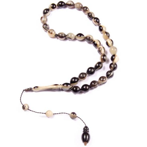 Beyzi Kesim 11x9 mm Bufolo Boynuzu  Sistem Püsküllü Tesbih ürün görseli 1