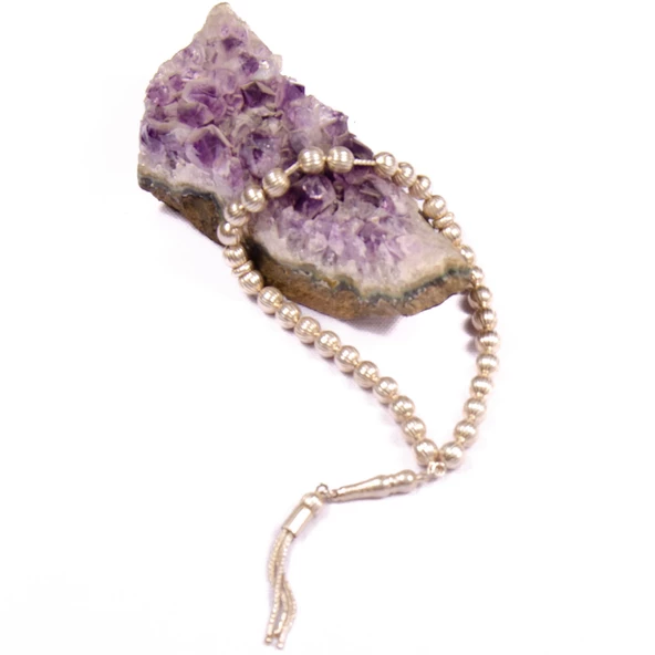 925 Ayar Sığırcık Kesim 7x7 mm Gümüş Tesbih 22,10 GRAM - 2