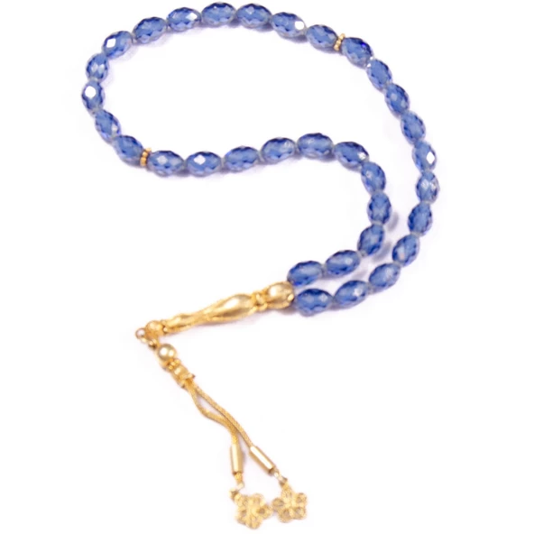 Küre Kesim 10x7 mm Özel Seri Tanzanit  Gümüş Püsküllü Tesbih ürün görseli 1