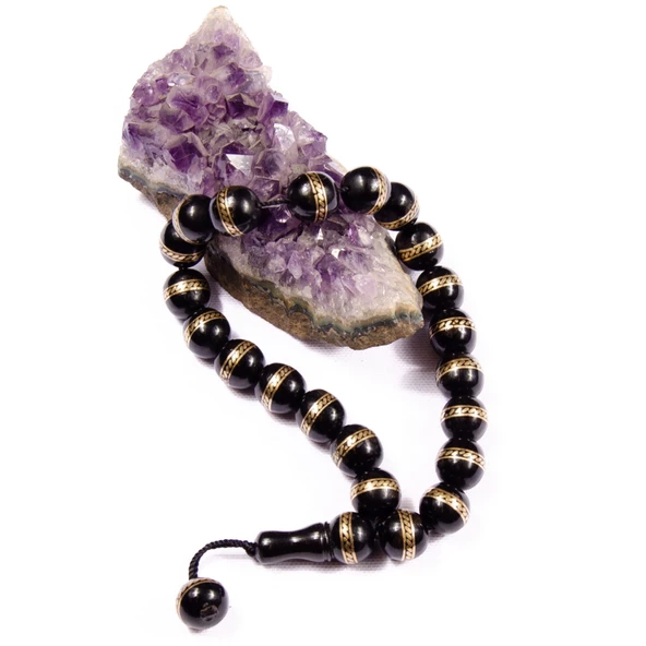 Küre Kesim 13x13 mm Efe Boy Pirinç Sarmallı Rus Oltusu  Sistem Püsküllü Tesbih - Resim 2