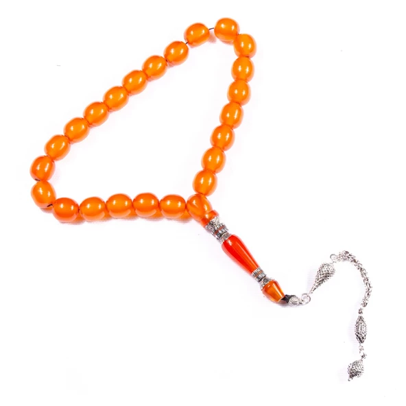 Fıçı Kesim 11x11 mm Nakkaş İmameli Efe Boy Sıkma Kehribar Tesbih ürün görseli 1