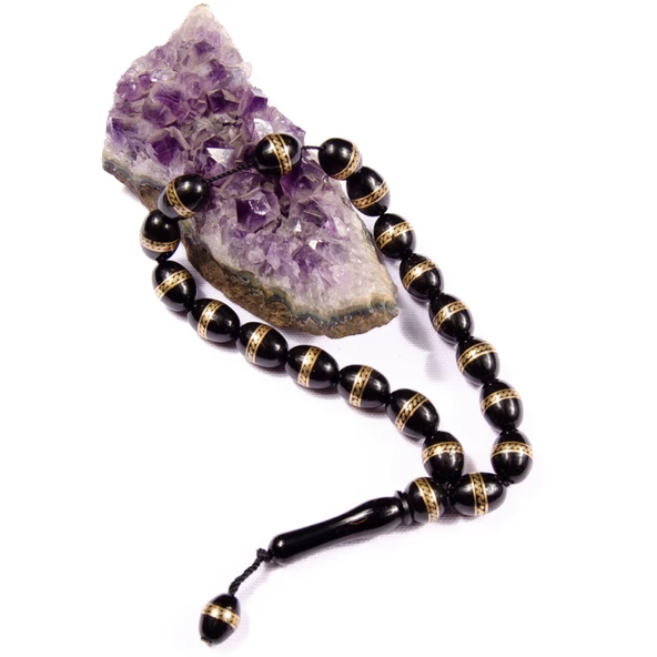 Kapsül  Kesim 15x11 mm Efe Boy Pirinç Sarmallı Rus Oltusu Sistem Püsküllü Tesbih - Resim 2