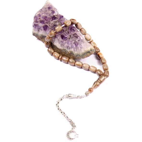 Kapsül Kesim 10x8 mm Efe Boy Simli Katalin 28 Cm Alpaka Püsküllü Tesbih - Resim 2